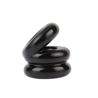 GK Power Stacked Dual Pleasure Ring Black (One Size)