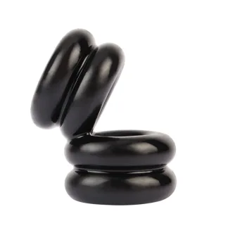 GK Power Double Stacked Dual Pleasure Ring Black (One Size)