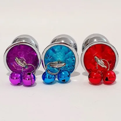 Tail Butt Plugs with Bells in Purple - Aqua Blue - Red