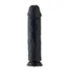 HiSmith - 11.4in Black Curved Kliclok Silicone Dildo