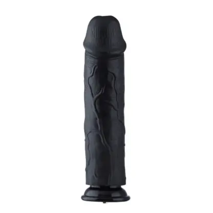 HiSmith - 11.4in Black Curved Kliclok Silicone Dildo