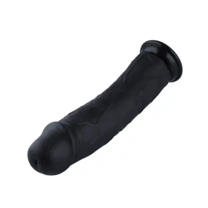 HiSmith - 11.4in Black Curved Kliclok Silicone Dildo