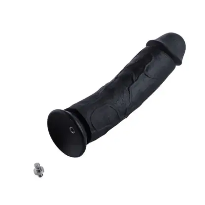 HiSmith - 11.4in Black Curved Kliclok Silicone Dildo