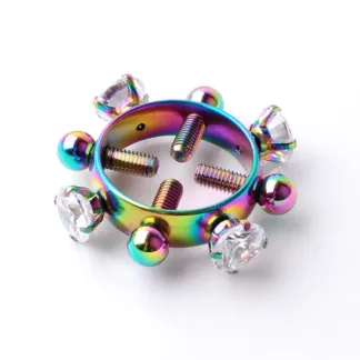 Primal Desires Rainbow Jewelled Metal Screw-in Nipple Clamps (pair)