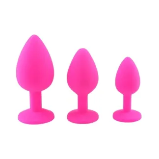 Primal Desires Black Silicone Butt Plugs with Jewel