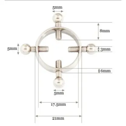 Primal Desires Screw In Nipple Clamps - Measurements