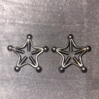 Primal Desires Silver Star Metal Screw-in Nipple Clamps (pair)