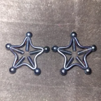 Primal Desires Silver Star Metal Screw-in Nipple Clamps (pair)