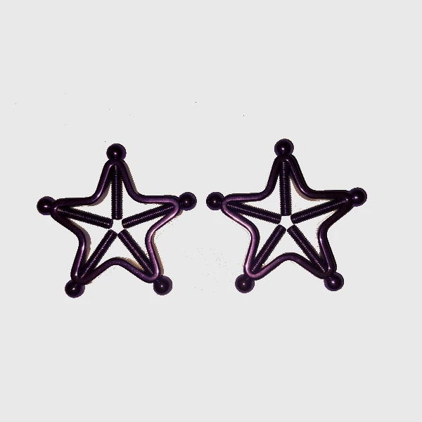 Primal Desires Screw In Star Nipple Clamps - Neon Purple (Large)