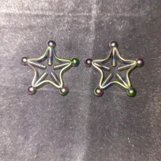 Primal Desires Silver Star Metal Screw-in Nipple Clamps (pair)