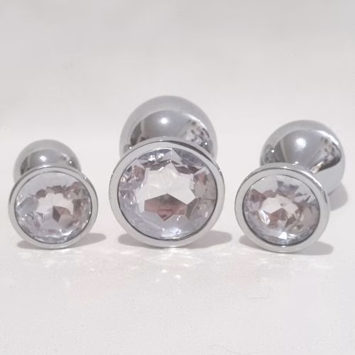 Primal Desires Metal Butt Plug with Jewel - Clear Set
