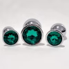 Primal Desires Metal Butt Plug with Jewel - Dark Green Set