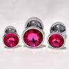 Primal Desires Metal Butt Plug with Jewel - Rose Red / Hot Pink Set