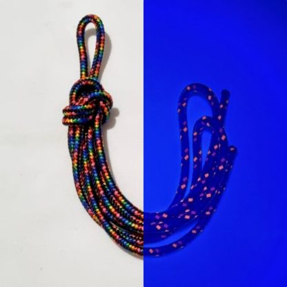 Dark Rainbow 6mm Double Braided Polyester Rope - White Light to UV Light Comparison
